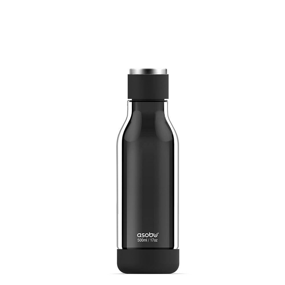 black glass water bottle