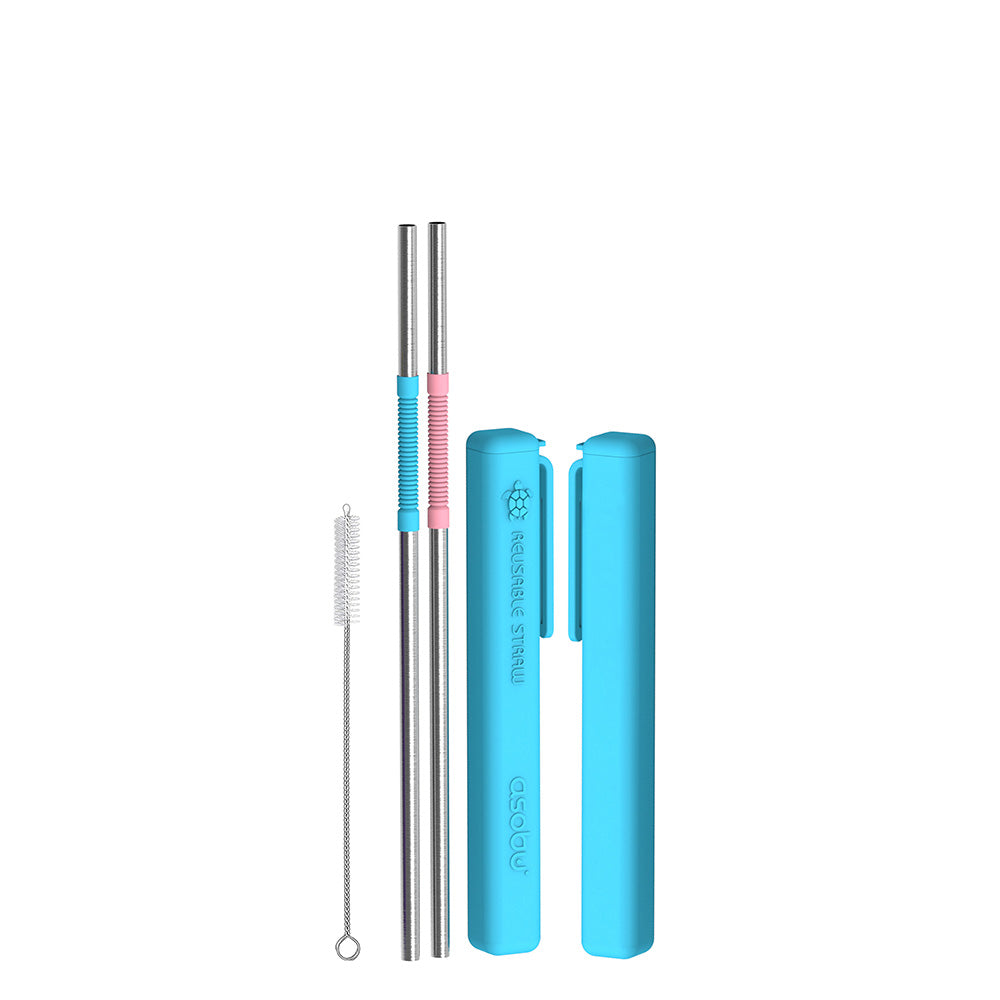 blue reusable straws