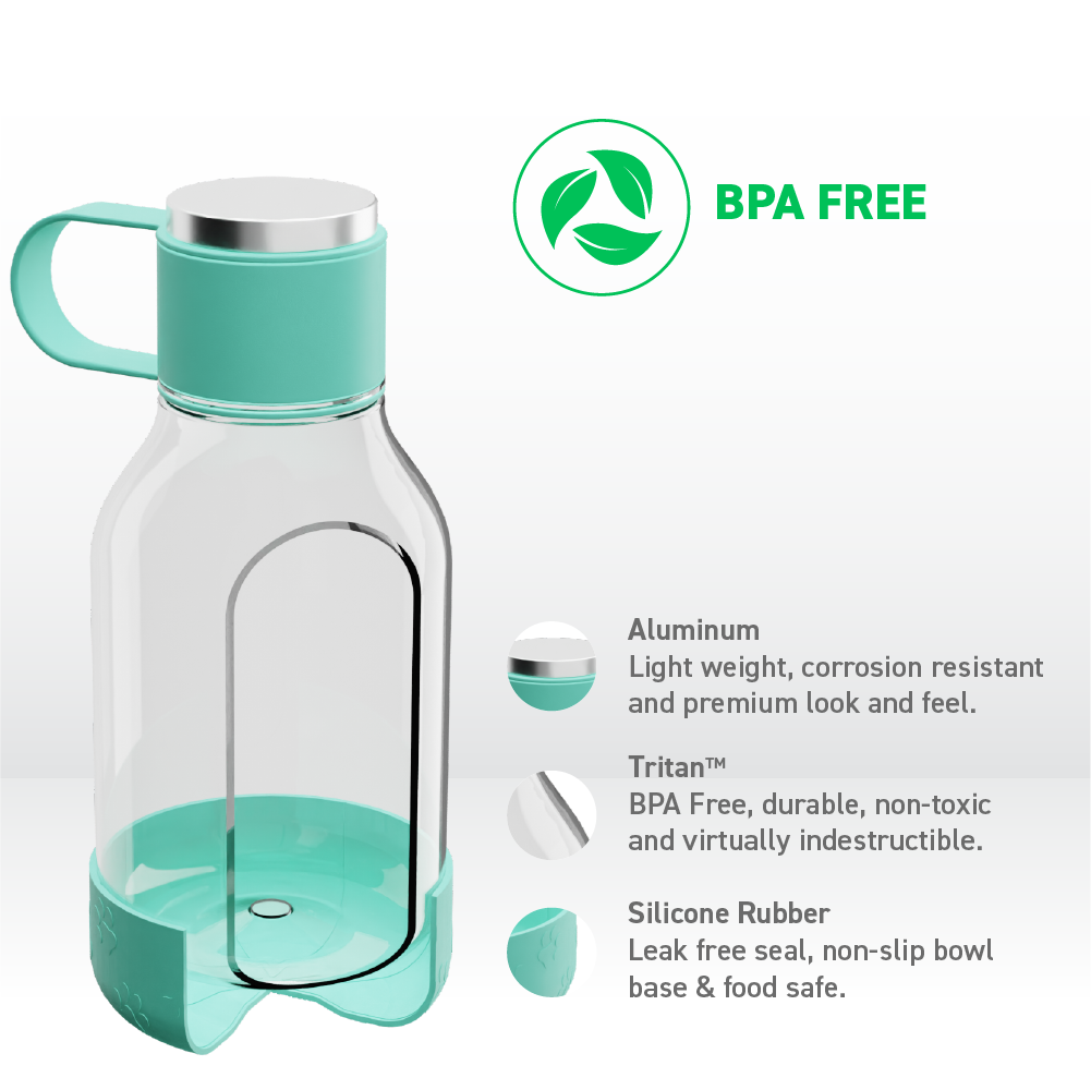 Teal Dog Bowl Bottle Lite